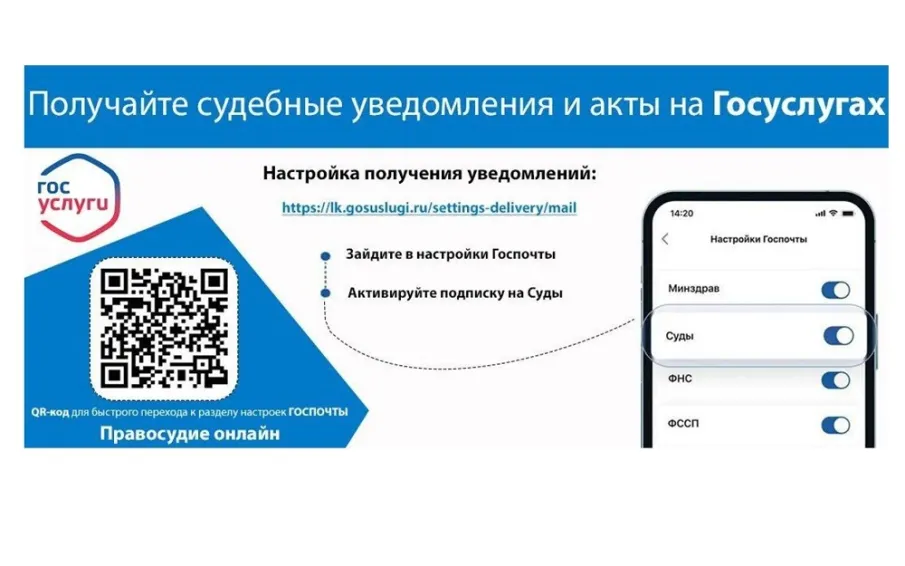 Получайте судебные уведомления и акты на Госуслугах