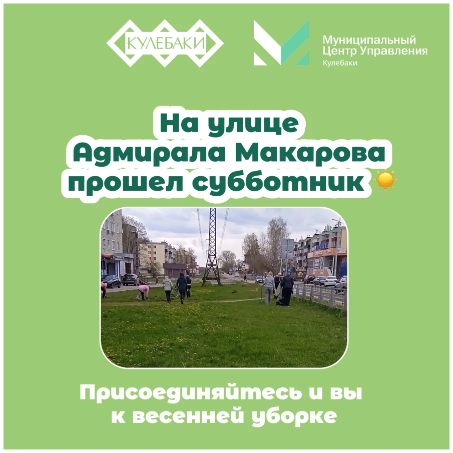 На улице Адмирала Макарова в Кулебаках прошел субботник