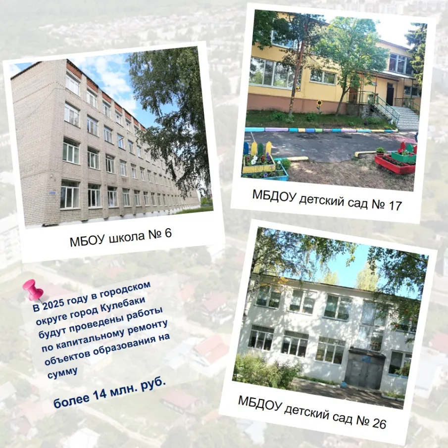В 2025 году в городском округе город Кулебаки будут проведены работы по капитальному ремонту объектов образования