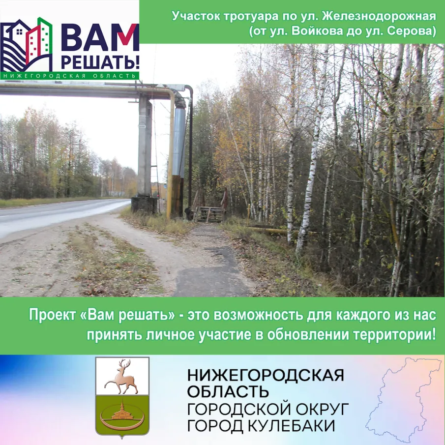 Инициатива жителей по ремонту участка тротуара по ул. Железнодорожная (от ул. Войкова до ул. Серова)