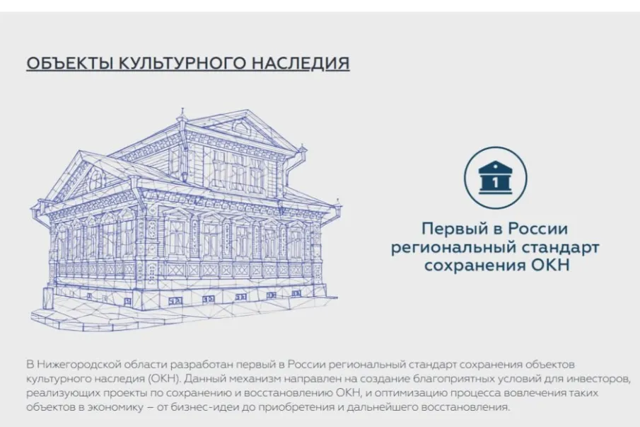 Раздел об инвестиционных проектах в сфере ОКН запущен на инвестпортале Нижегородской области