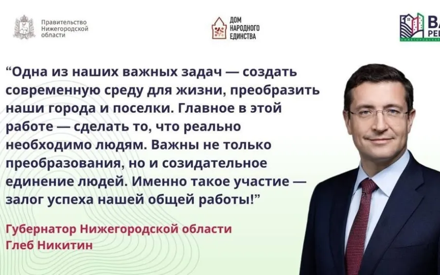 С 16 октября в Нижегородской области начинается этап сбора заявок для участия в губернаторском проекте инициативного бюджетирования «ВАМ РЕШАТЬ!» на 2024 год!