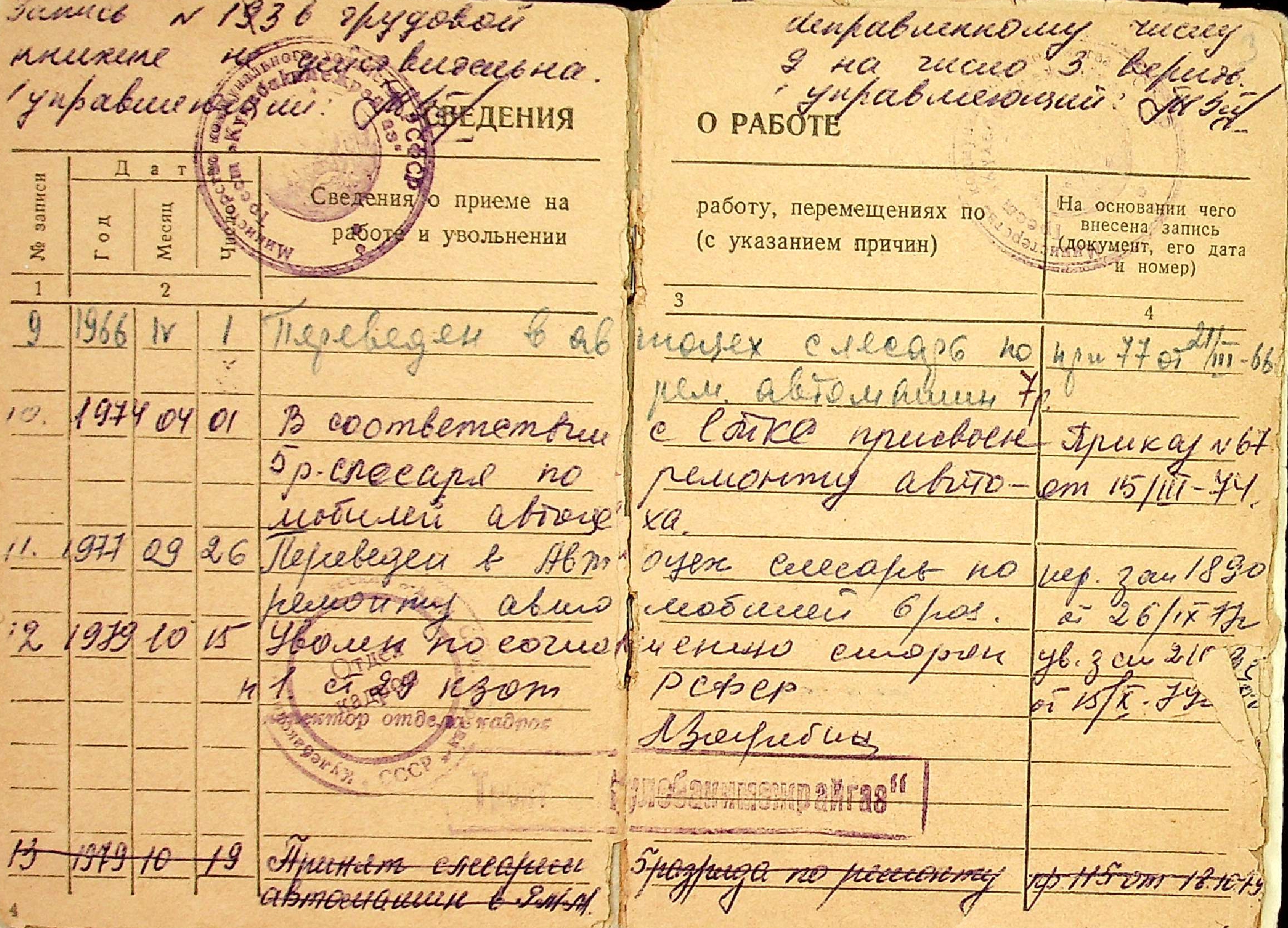 Трудовая книжка (лист 3)