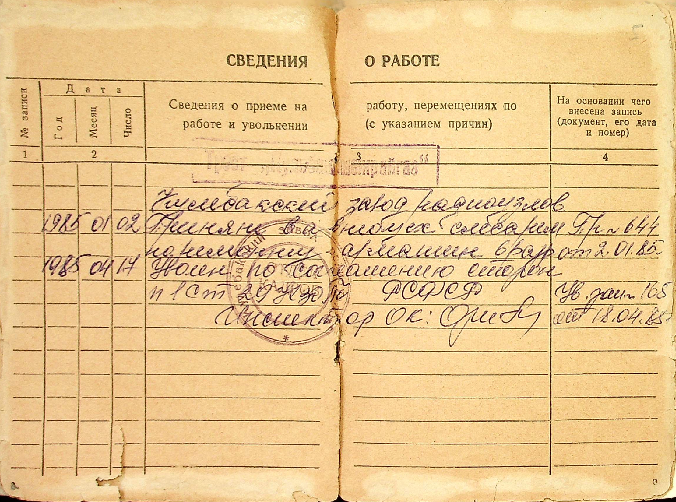 Трудовая книжка (лист 5)